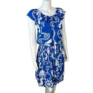 Lilly Pulitzer Blue and White Chiffon Dress